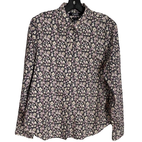 CHAPS CASUAL FLORAL BUTTON DOWN SHIRT - Picture 2 of 9